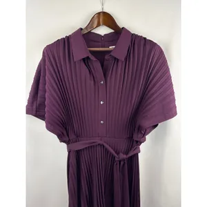 Women’s DKNY Size 18 Dark Plum Pleated Midi Dress thumbnail 2