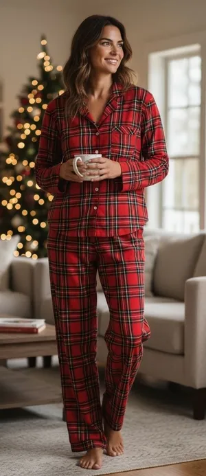 Victoria's Secret Red Plaid Pajama Set Sleepwear Women's Size‎ S thumbnail 1