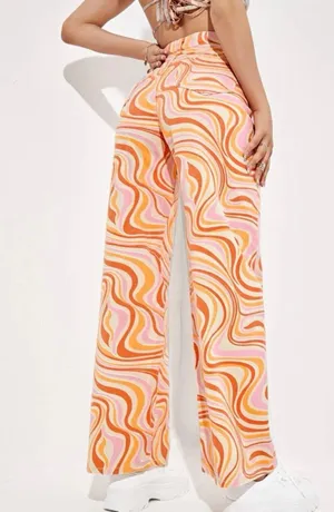 Multicolor Swirl Wide Leg Jeans Multiple Size XS thumbnail 3