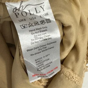 Oh Polly Pearl Embellished Fishnet Mini Dress Tan Halter Bodycon US 4 Beach thumbnail 8