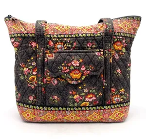 Vera Bradley Chocolat Villager Scalloped Tote Bag Brown Floral Vintage 2003 Y2K thumbnail 1