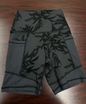 Aerie Tropical Print Black Hi-Rise Bike Shorts Size Small thumbnail 1