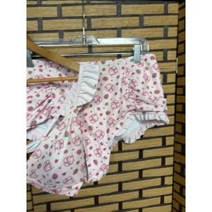 Hot topic Pink Strawberry Milk‎ Ruffle Two Piece Bikini Swimsuit Size XL thumbnail 4