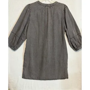Entro Women's Gray Chambray Tunic‎ Dress Size M Western Chic Prairie Country thumbnail 2