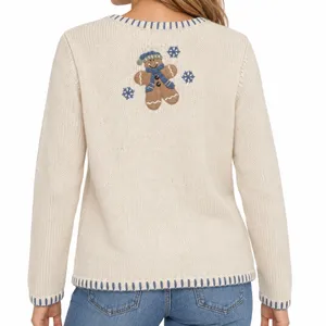Croft & Barrow Gingerbread Christmas Cardigan Sweater Women’s S Cream 24” Length thumbnail 2