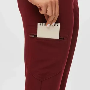 FIGS High Waisted Zamora Jogger Scrub Pants burgundy size large nurse scrubs pant thumbnail 14