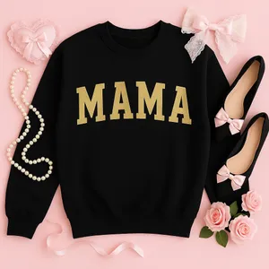 Black MAMA Gold Glitter Crewneck Sweatshirt NWT Large thumbnail 2