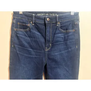 American Eagle Flare Jeans Womens 8 Long Blue Excellent Super Hi-Rise Stretch thumbnail 9