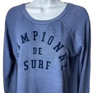 Sundry Championne De Surf Crewneck Sweater Coastal Lightweight Cozy Surf S thumbnail 3