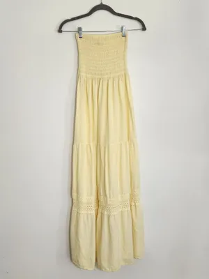 Sea Spice Yellow Boho Strapless Maxi Dress Size XL thumbnail 2