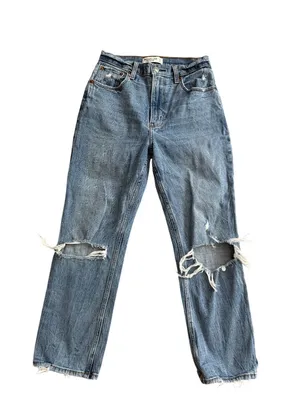 ABERCROMBIE & FITCH Ankle Straight Distressed Jeans Size 2 thumbnail 4