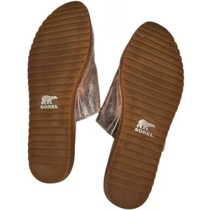 •SOREL• Metallic Rose Gold Crackle Slip On Ella Mule Flat Slide Sz 9‎ thumbnail 5