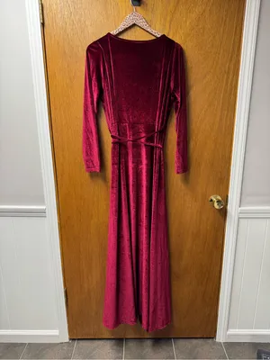 Baltic Born Meghan Velvet Short Sleeve Wrap Maxi Dress Red Large Romantic Goth thumbnail 12