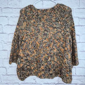Relativity Chunky Knit Cardigan Sweater Large Mohair Alpaca Blend Brown Orange thumbnail 3
