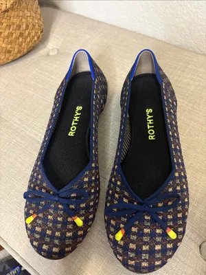 Rothy's Navy Tweed Ballet Flats with Yellow Tips 7 thumbnail 5