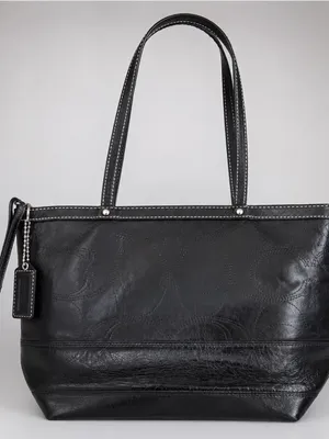 Coach East West Gallery Embossed Patent Leather Medium Tote Black Bag Authentic thumbnail 2