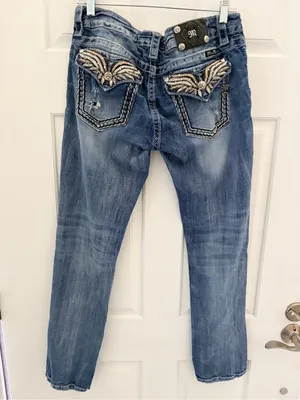 Miss Me Distressed Skinny Jeans in Blue Wash thumbnail 12