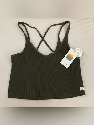 Vuori NWT Rib Crop Tank Top Back Strappy Top Oregano Green Size M thumbnail 3
