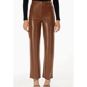 Aritzia Wilfred Melina Vegan Leather Pants Women's 0 Brown High Rise Straight thumbnail 16