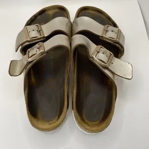 Birkenstock Arizona Sandals Women's Size 37 US‎ 6 Gold Double Strap thumbnail 4