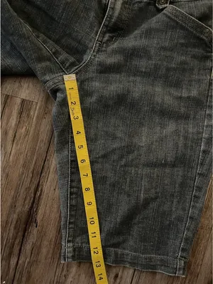 Y2K One 5 One Denim Bermuda Capri Jean Shorts Dark Wash 8 thumbnail 4