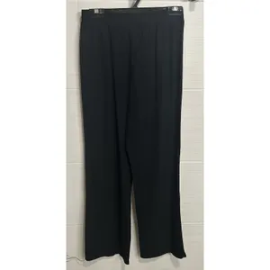 Black Linen Blend Pull On Elastic Waist Wide Leg Pant M, Shein Classic EzWear thumbnail 2