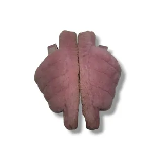 UGG Fluff Yeah Slide‎ Slippers Womens 8 Pink Sheepskin Fur Logo Strap Sandals thumbnail 3