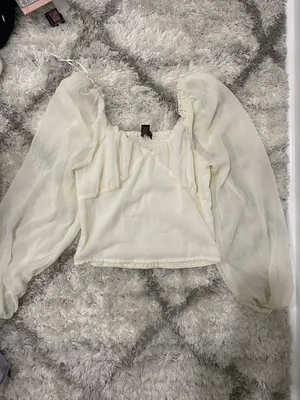 Cream Blouse Tan Size M thumbnail 1