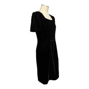 Talbots Short Sleeve Mini Dress Black Velvet 10 thumbnail 5