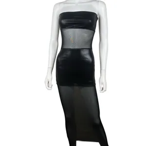 superdown Sheer Panel Black Strapless Maxi Dress thumbnail 9