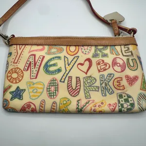 Dooney & Bourke Doodle It Y2K Multi Color Heart Zipper Pull Cream Tan thumbnail 5