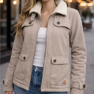 Carhartt For Women Jacket XS Beige‎ Sherpa Collar Y2K Vintage Workwear thumbnail 14