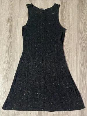 Vintage Y2K Little Black Sparkle Dress Sz XS Slinky Glitter Formal Wedding Guest thumbnail 2