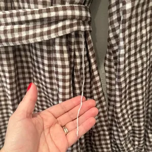 VICI Sweet‎ Autumn Plaid Belted Long Sleeve Mini ShirtDress Brown & Cream Large thumbnail 7