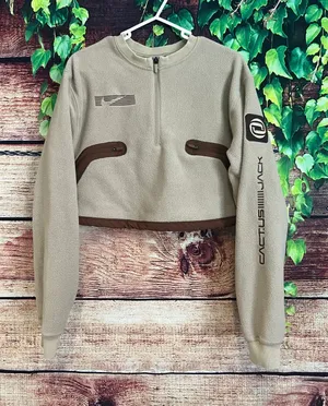 Nike x Cactus Jack Travis Scott Crop 1/4 Zip Fleece Crew Sweatshirt Women's L thumbnail 1