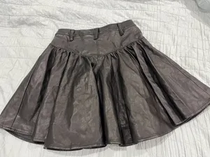 Free People We the free black faux leather pleated mini skirt thumbnail 8