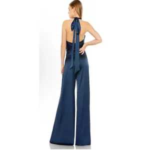 Mac Duggal Women's Blue Satin Jumpsuit Size 8 Style 49810 thumbnail 2