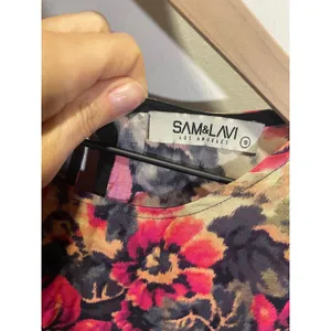 Sam & Lavi Midi Dress Womens‎ Small Multicolor Floral Long Sleeve Boho Open Back thumbnail 4