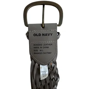 ‘11 Old Navy Dark Gray Bonded Leather Wide Woven Belt Size M/L thumbnail 8