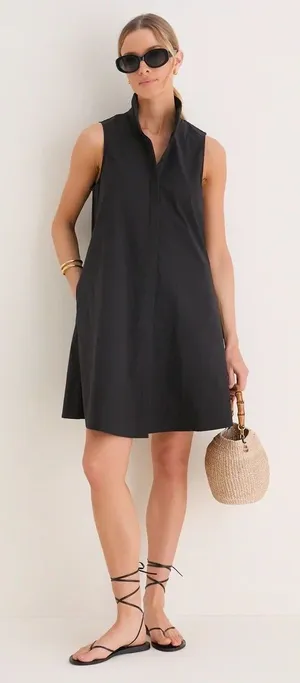 Tuckernuck Black Sleeveless Charlie Shirt Dress Women's Size Large L / $128 EUC thumbnail 1