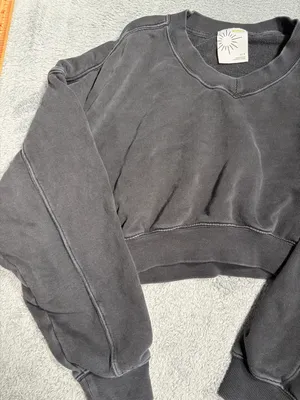 Aerie offline Cropped Crewneck Sweatshirt charcoal small thumbnail 3