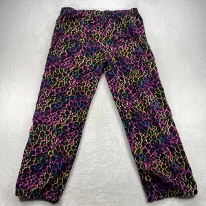 AERO Leopard Print Flannel Lounge Pants Rhinestone Logo Comfy Casual‎ Medium thumbnail 9