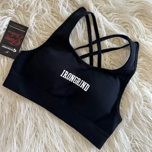 IronGrind Reborn Double Crossover Sports Bra Jet Black Size Small thumbnail 4