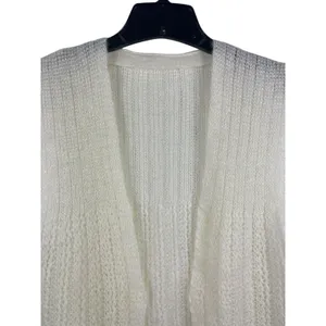 VTG Women’s Ivory Knit Open Front Sweater Vest Textured Lightweight Gradmacore S thumbnail 2