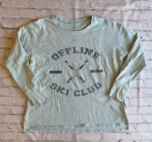 Off-Line By Aerie Graphic Sweatshirt Pullover Lightweight Skiing Ski Club Medium thumbnail 1
