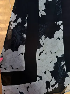 FARM Rio Black & White Floral Chiffon Shift Dress - Size M Like new! thumbnail 6
