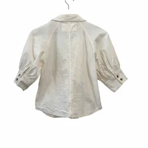 Free People White Puff Sleeve Button Front Cotton Blouse Top Size X-Small thumbnail 8