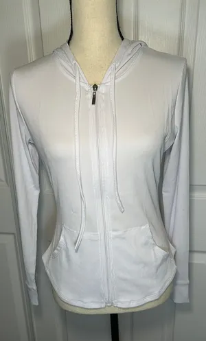 Lululemon Ribbed Full Zip Hoodie 10 White Slim‎ Fit Activewear Long Sleeve READ thumbnail 1
