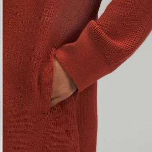 Lululemon Merino Wool Blend Ribbed Long Wrap Sweater Cardigan Cayenne Size 10 thumbnail 4