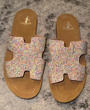 Corkys Glitter Slide Sandals Pink Size 7 thumbnail 1